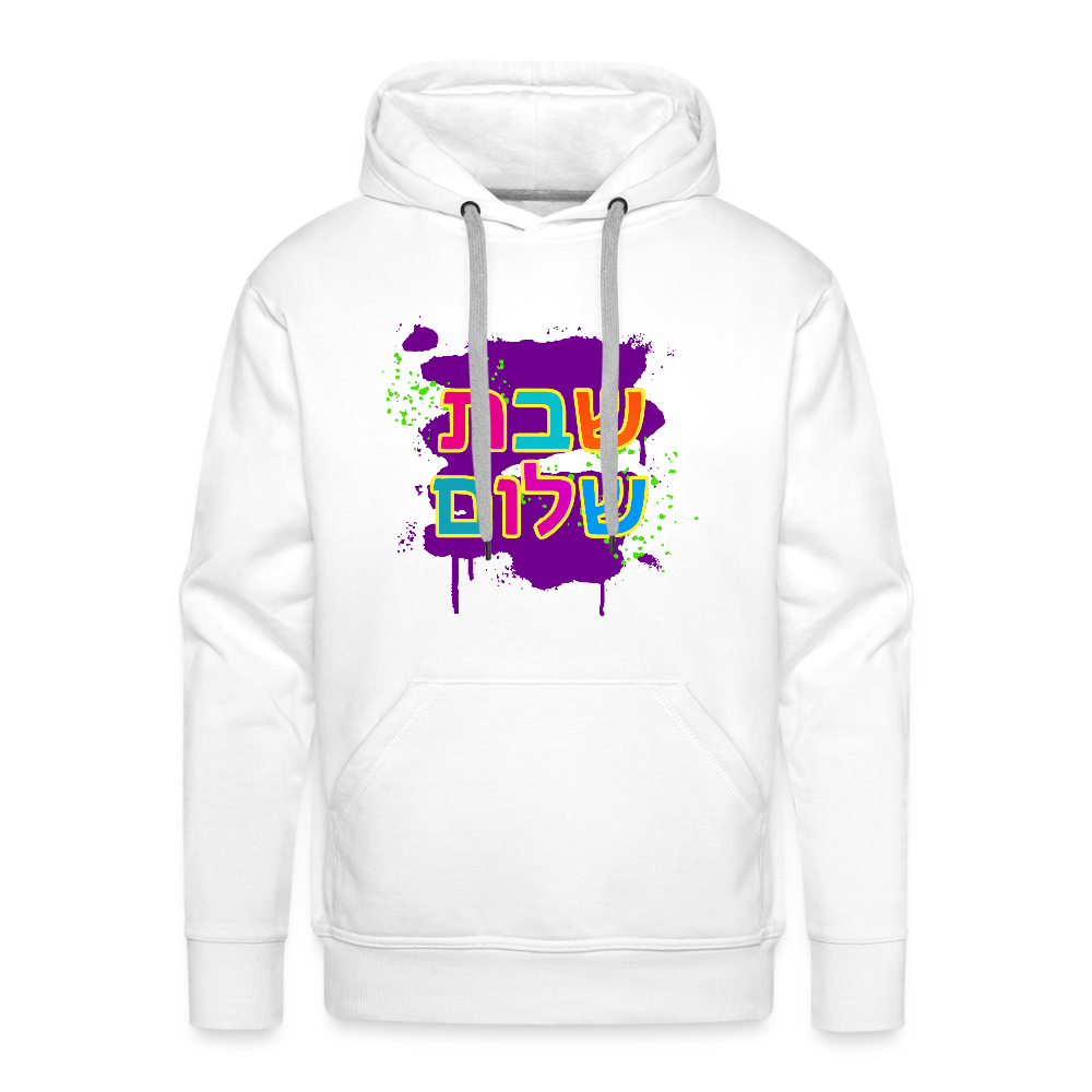 Shabbat Shalom Neon Pop Men’s Premium Hoodie - white