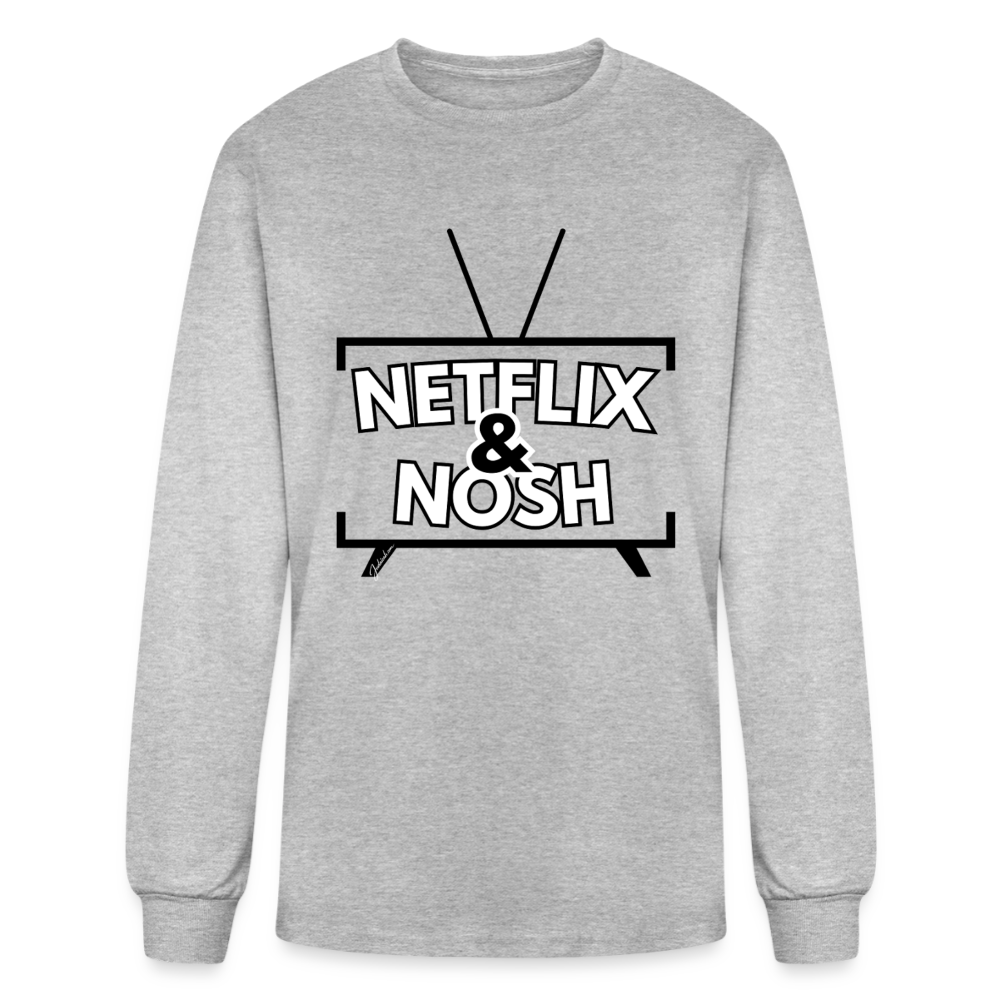 Netflix & Nosh Men's Long Sleeve T-Shirt - heather gray