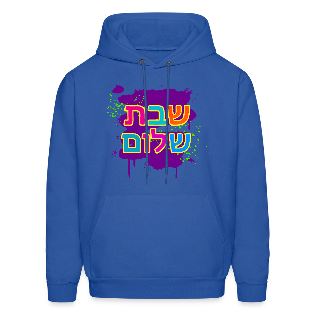 Shabbat Shalom Neon Pop Men's Hoodie - royal blue