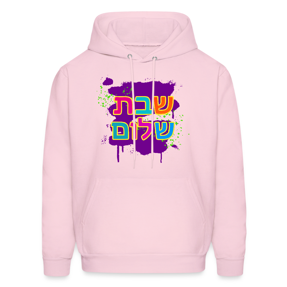 Shabbat Shalom Neon Pop Men's Hoodie - pale pink