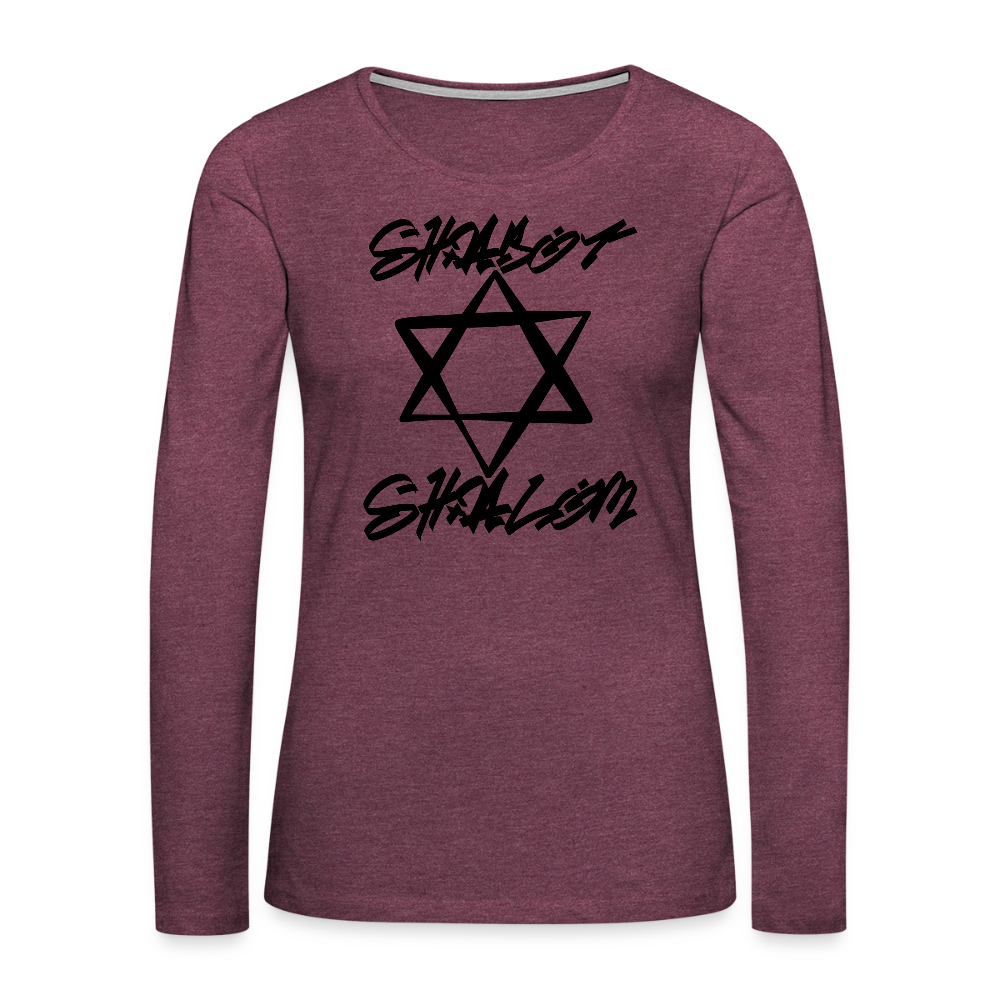 Shabbat Shalom Graffiti Star Women's Premium Long Sleeve T-Shirt - heather burgundy
