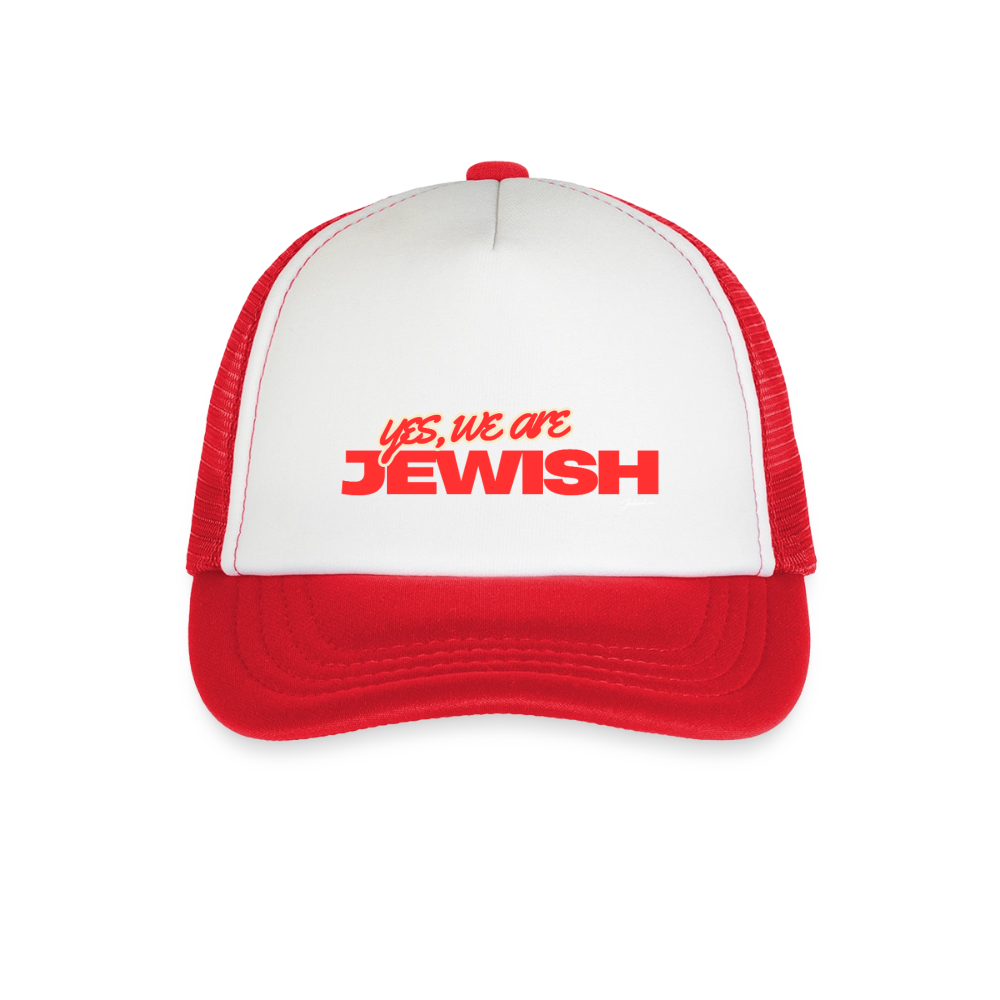 Kid's Trucker Cap - white/red