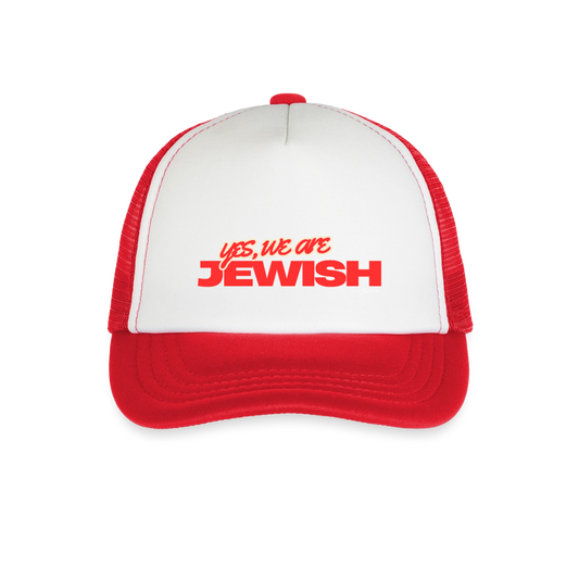 Kid's Trucker Cap - white/red
