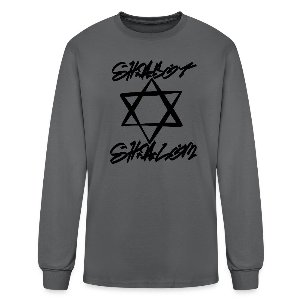 Shabbath Shalom Graffiti Star Men's Long Sleeve T-Shirt - charcoal