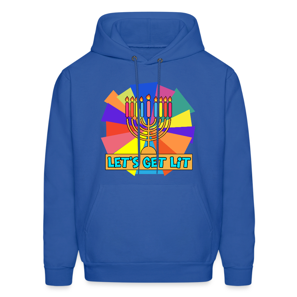 Glow & Get Lit Chanukah Menorah Men's Hoodie - royal blue