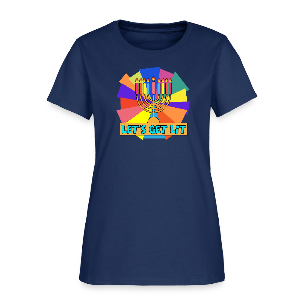 Glow & Get Lit Chanukah Menorah Women's T-Shirt -  blue dusk
