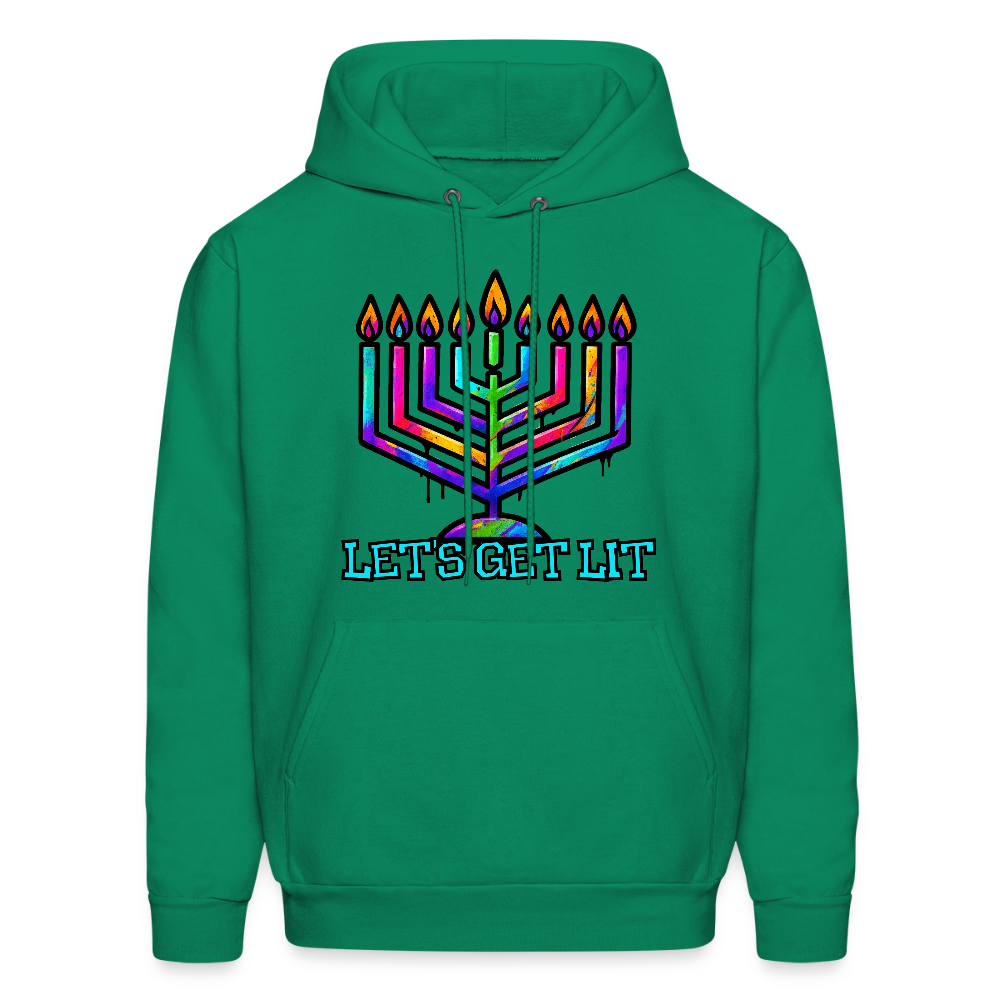 Let’s Get Lit Chabad Menorah Men's Hoodie - kelly green