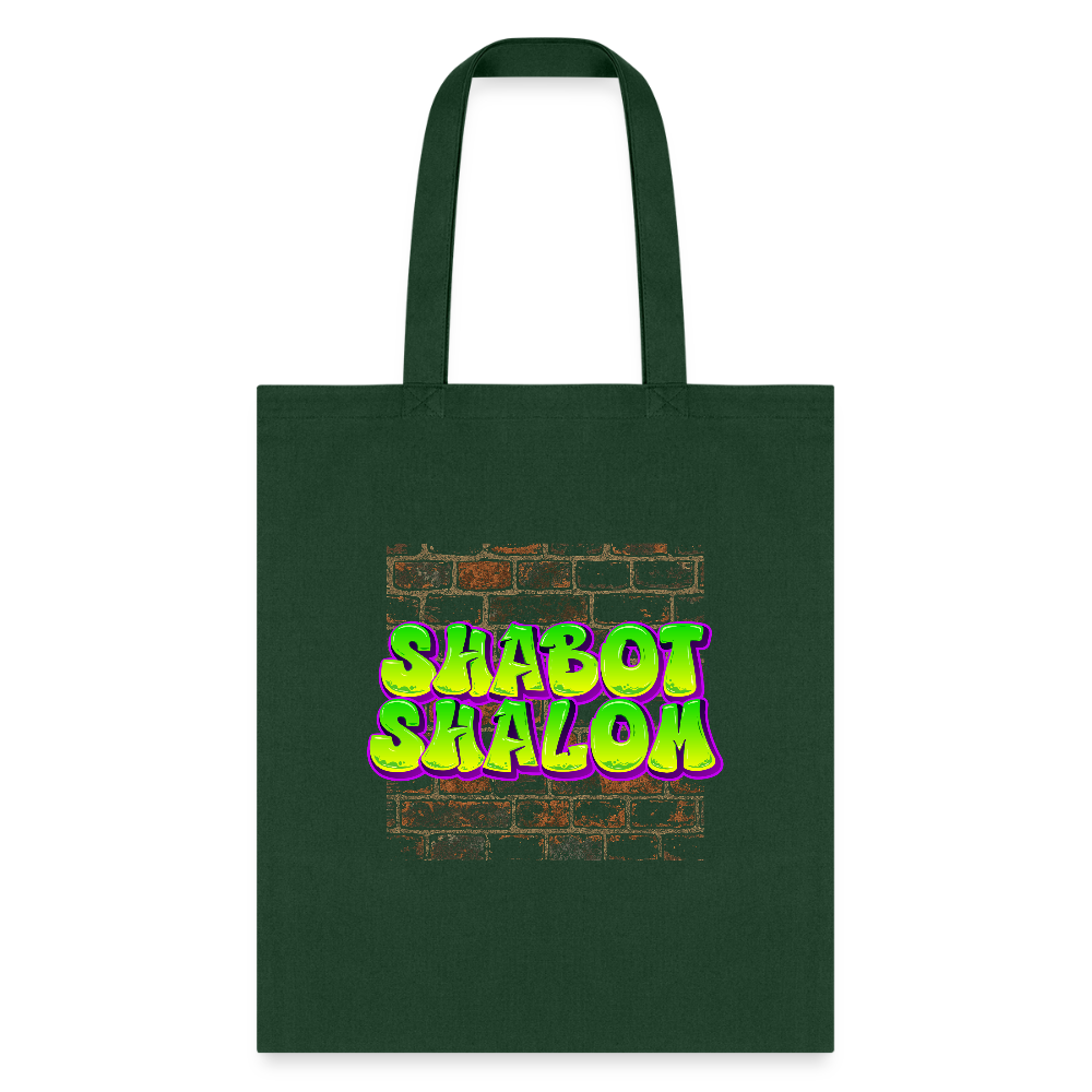 Shabot Shalom Brick 770 Graffiti Tote Bag - forest green