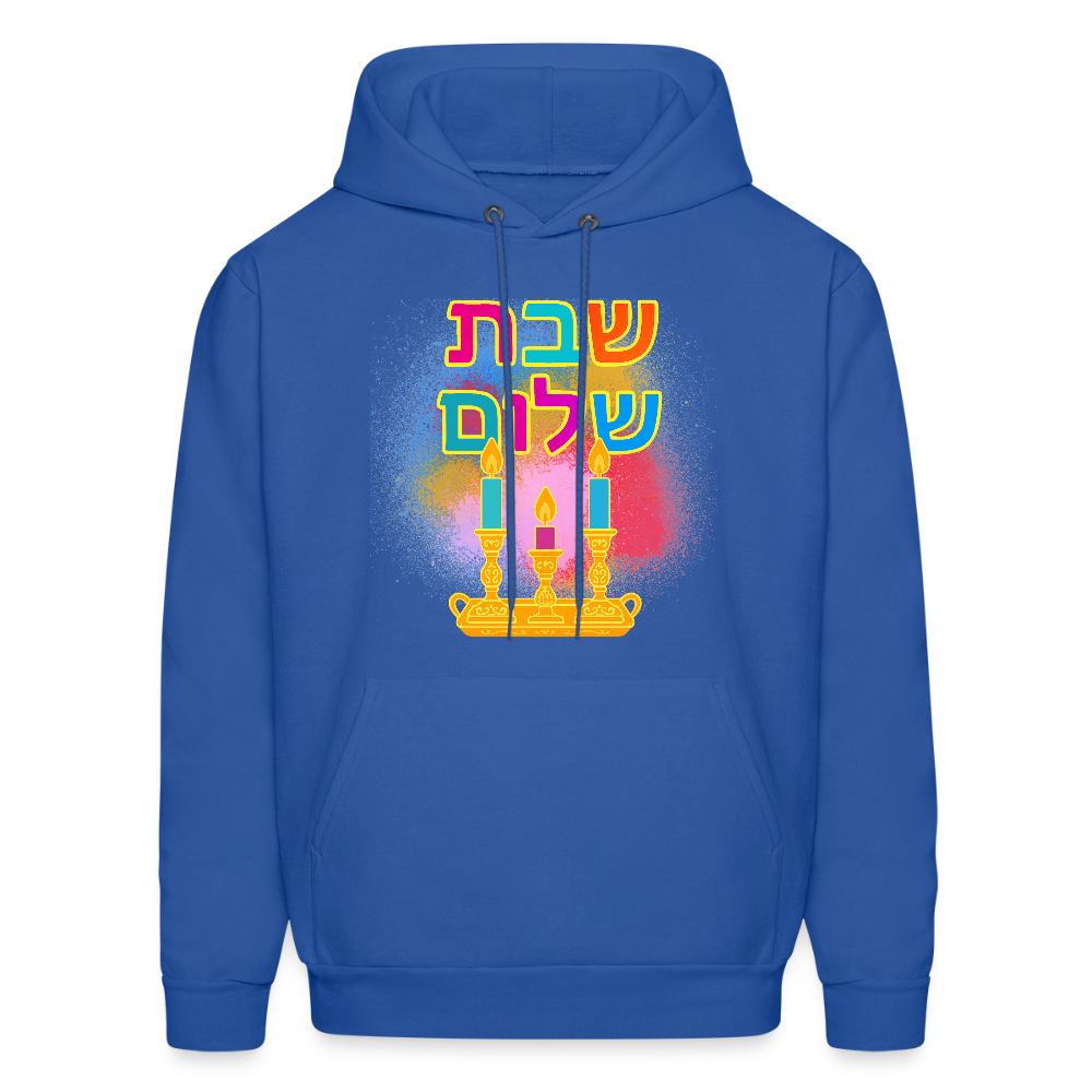 Shabbat Shalom  Neon Hebrew Art Men's Hoodie - royal blue