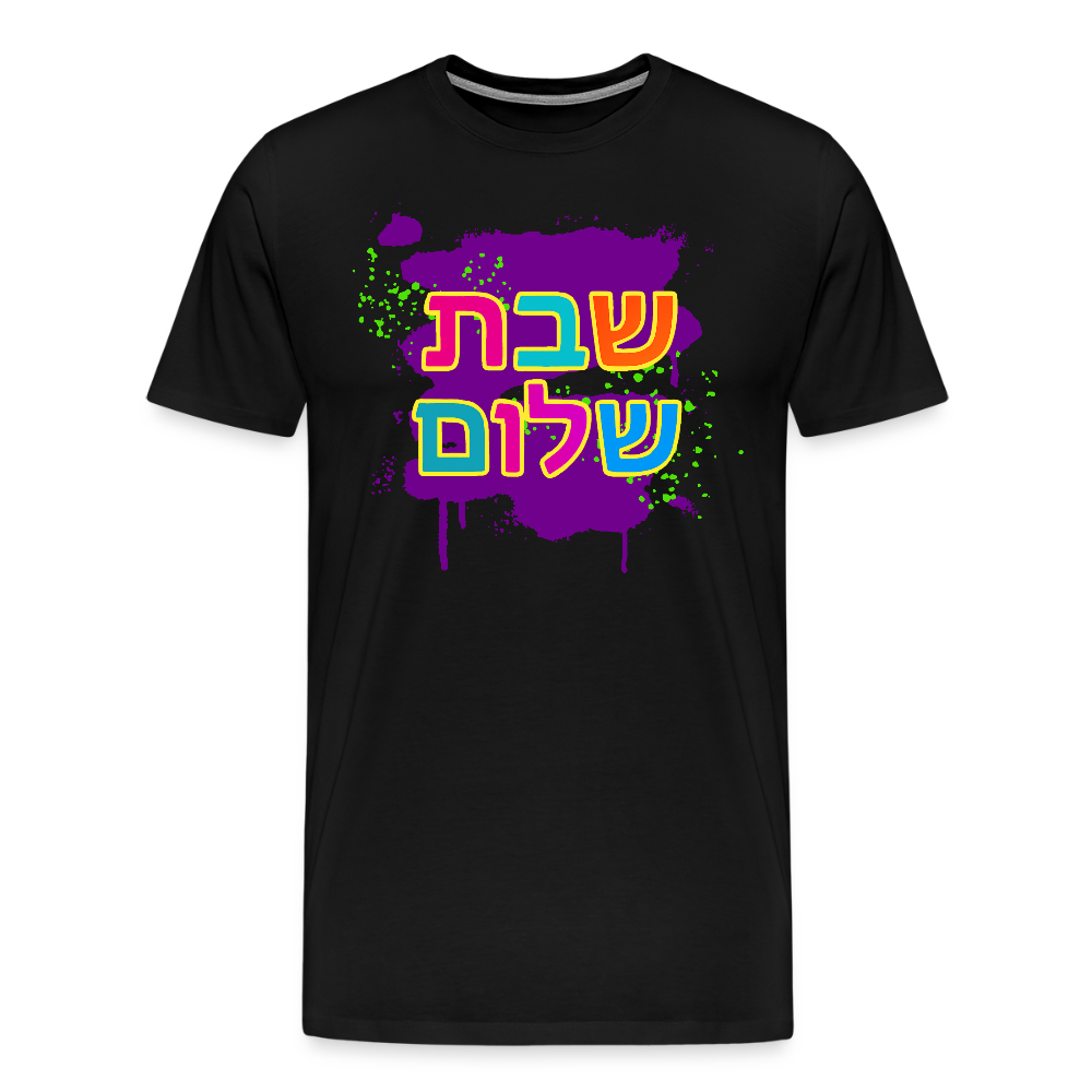 Shabbat Shalom Neon Pop Men's Premium T-Shirt - black
