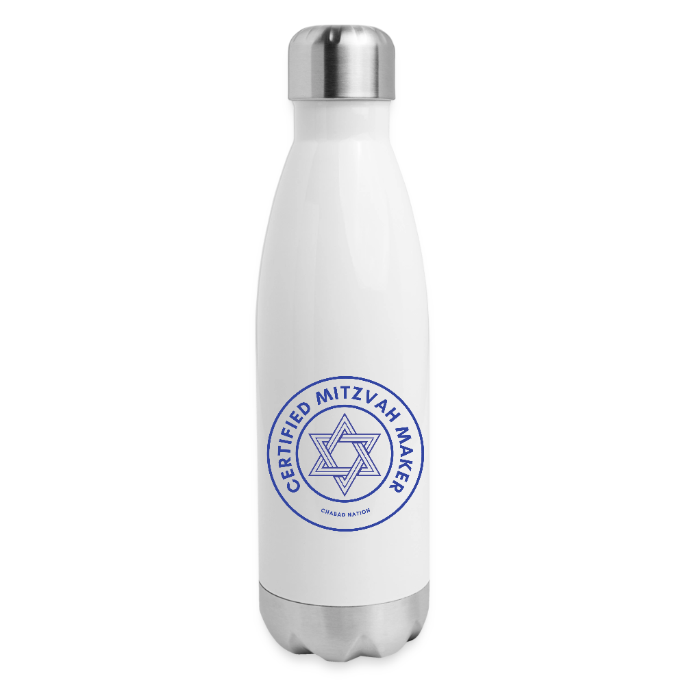 Certified Mitzvah Maker Insulated Stainless Steel Water Bottle - white