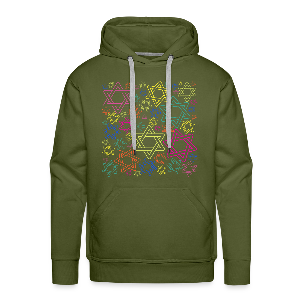 Neon Star of David FestivalMen’s Premium Hoodie - olive green