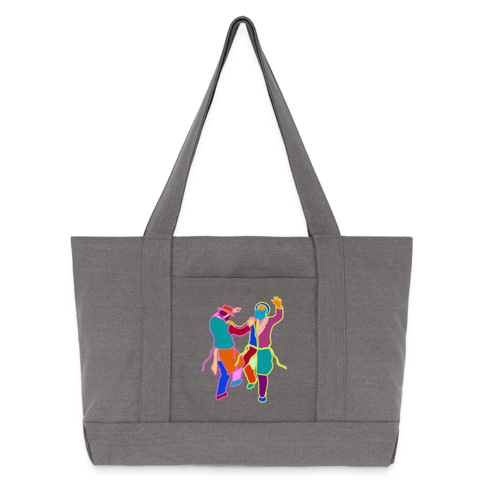 Colorful Dancing Rabbis Cotton Pigment Dyed Tote Bag - charcoal grey