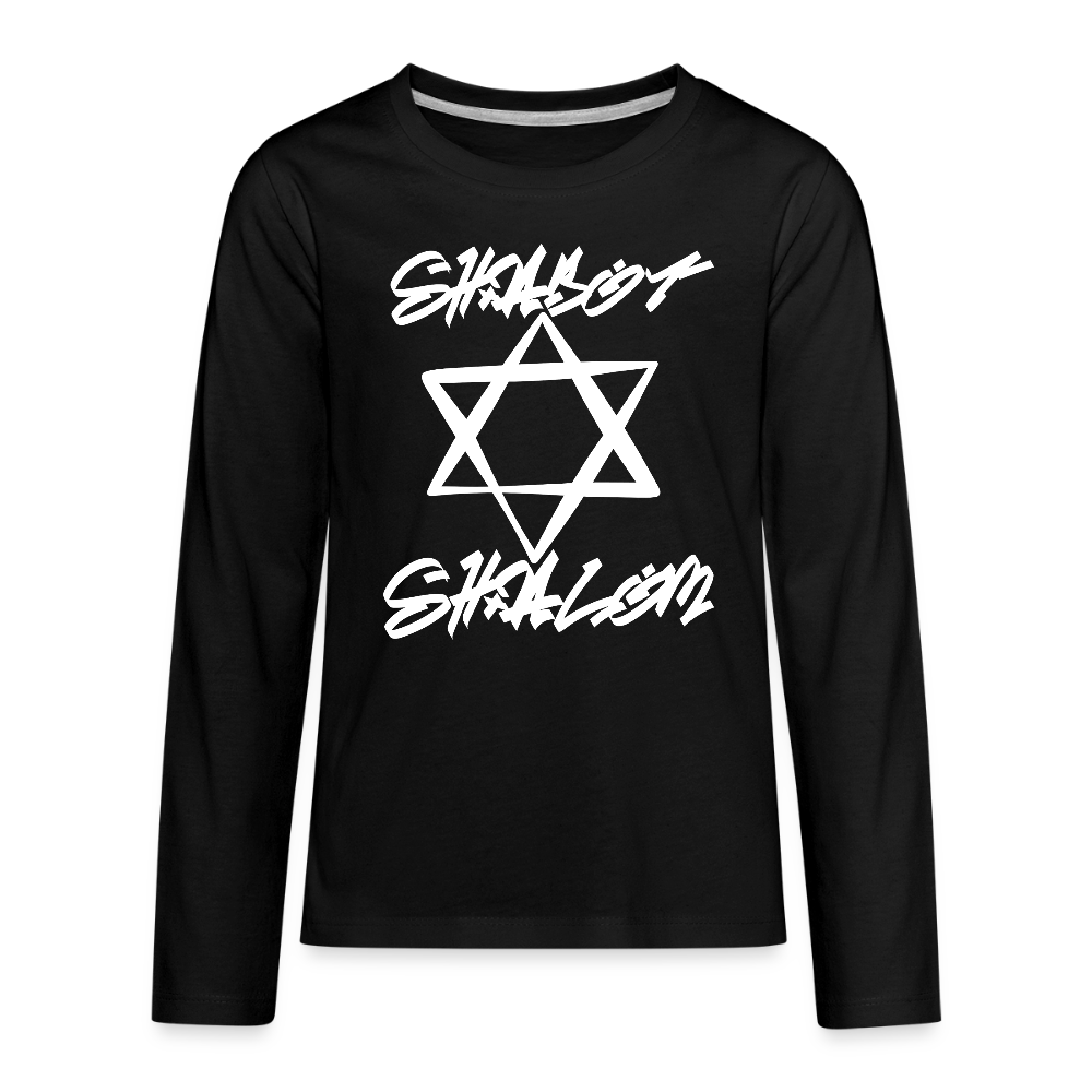 Shabbat Shalom Graffiti Light Star Kids' Premium Long Sleeve T-Shirt - black