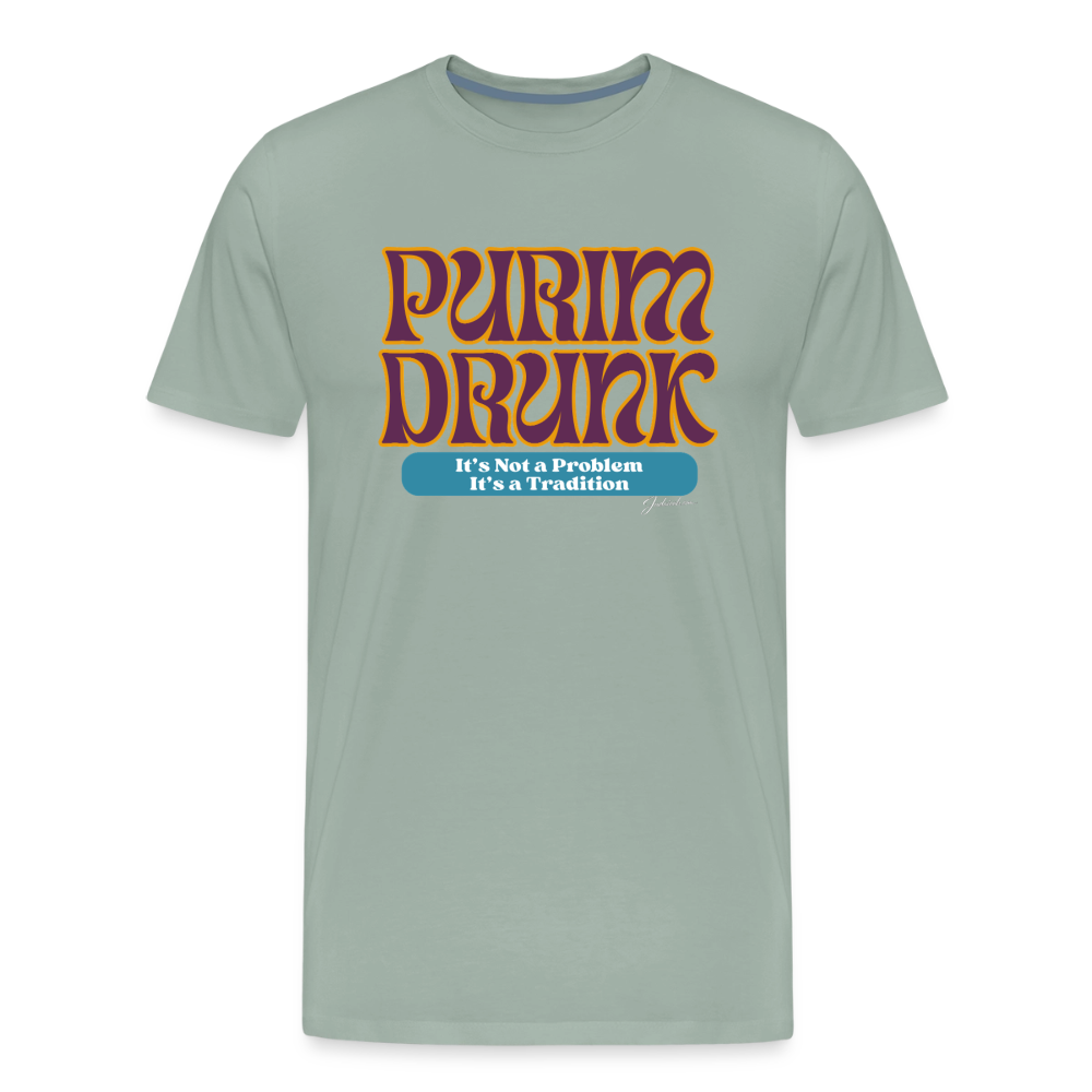 Purim Drunk Men's Premium T-Shirt - steel green