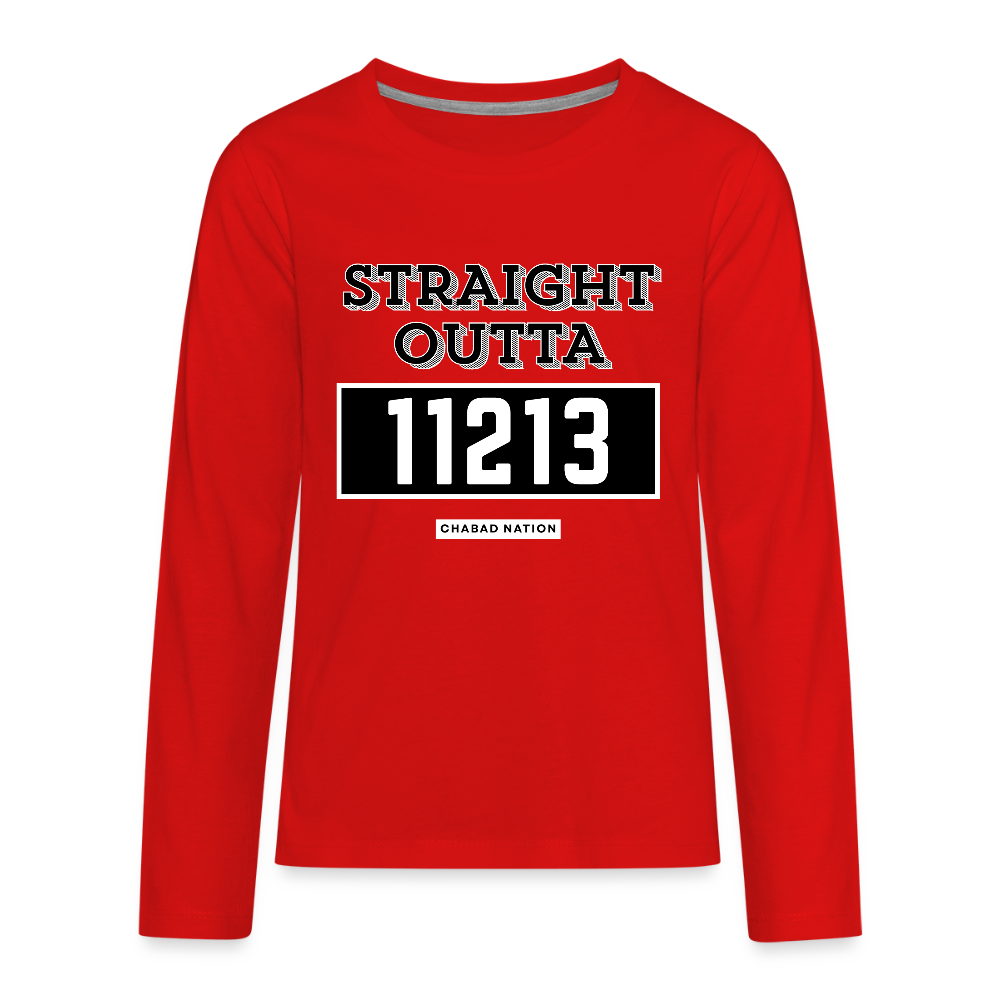 Straight Outta 11213 Kids' Premium Long Sleeve T-Shirt - red