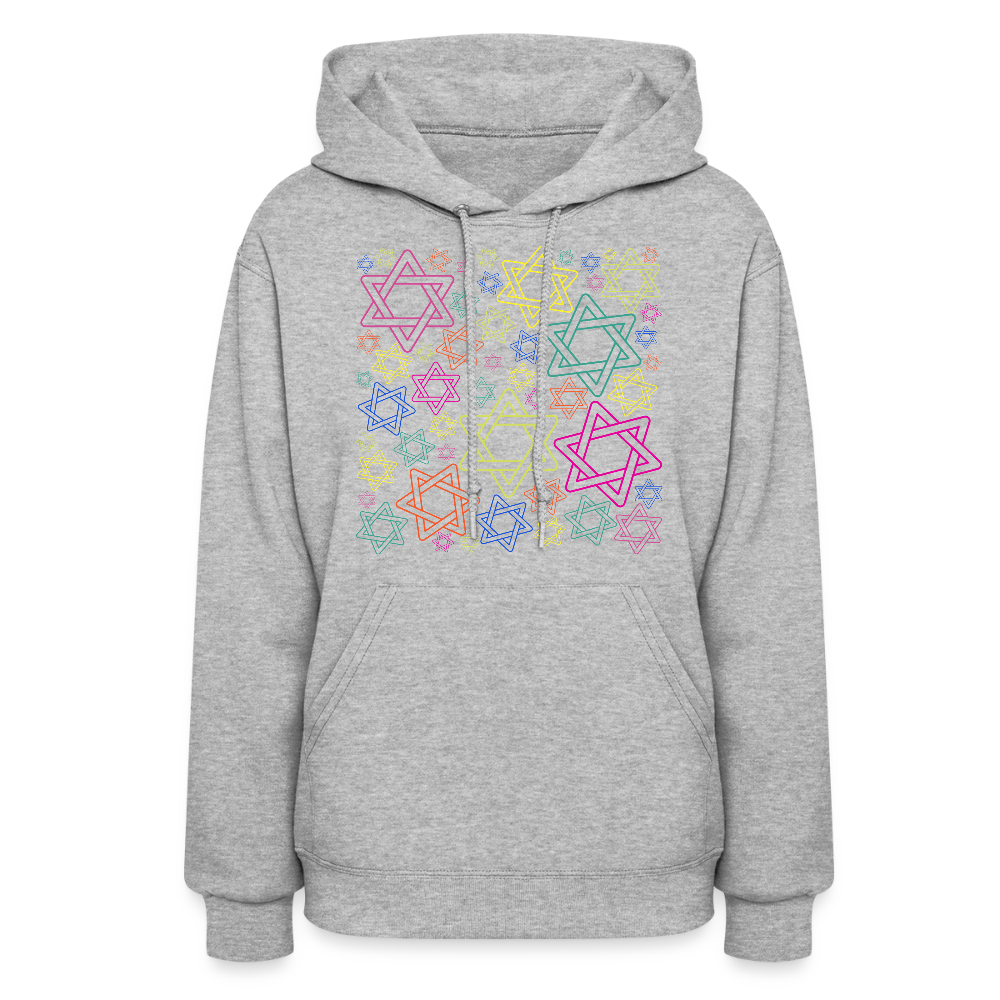 Neon Star of David Festival Women's Hoodie - heather gray