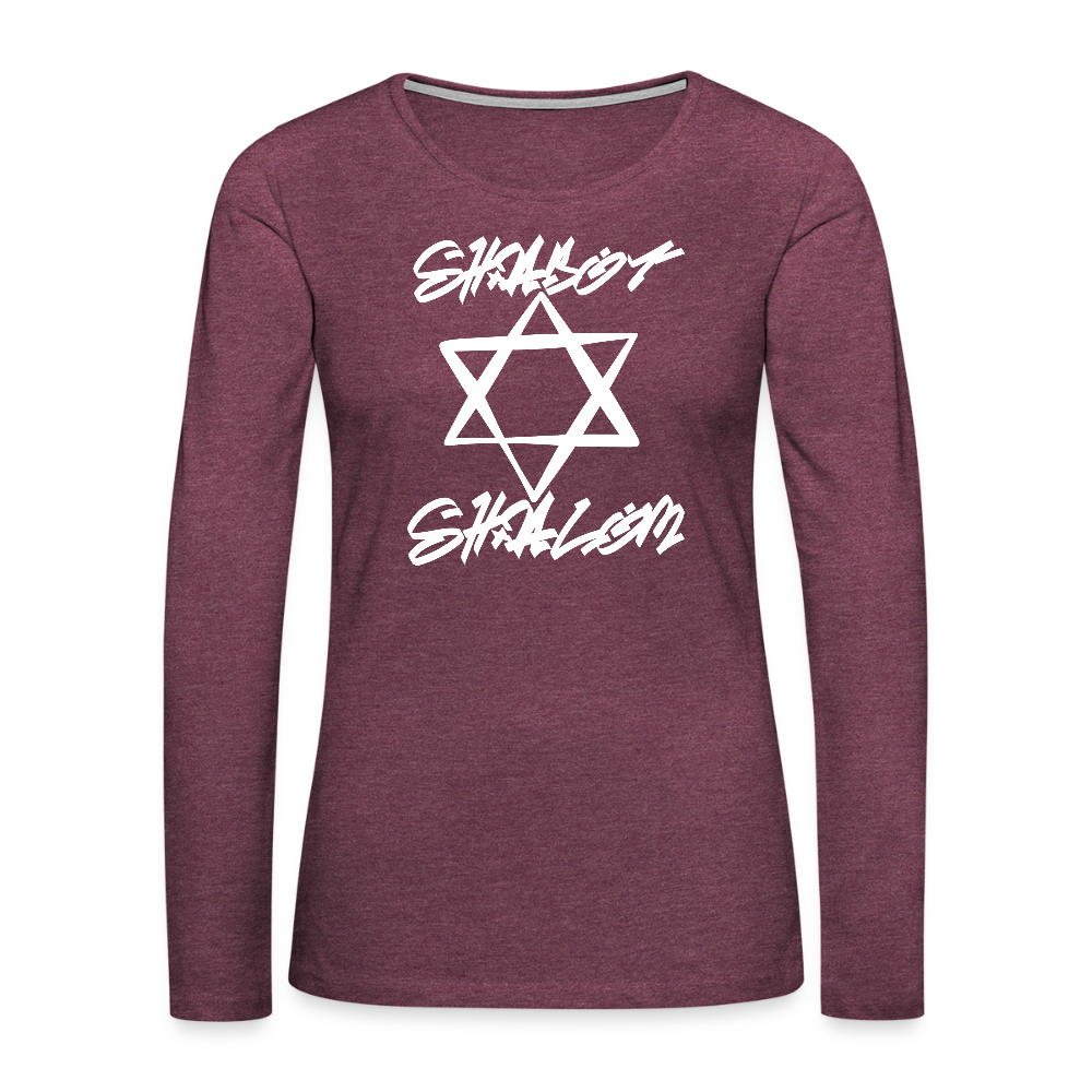 Shabbat Shalom Graffiti Light Star Women's Premium Long Sleeve T-Shirt - heather burgundy