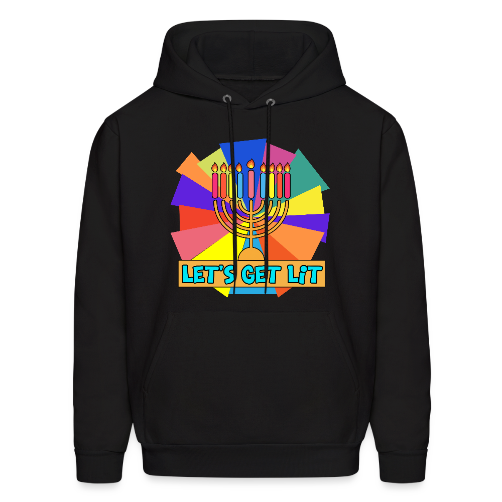 Glow & Get Lit Chanukah Menorah Men's Hoodie - black
