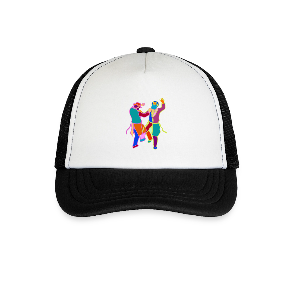 Colorful Dancing Rabbis Kid's Trucker Cap - white/black