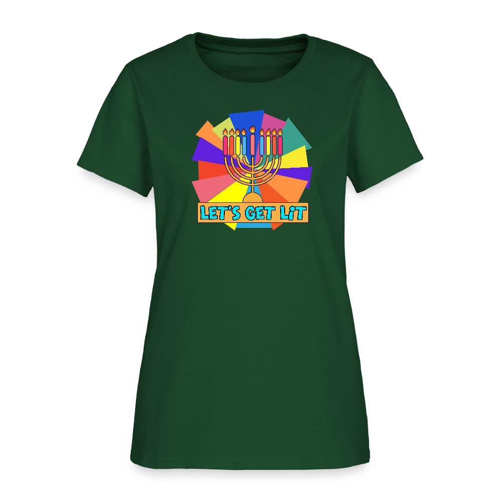 Glow & Get Lit Chanukah Menorah Women's T-Shirt - forest green