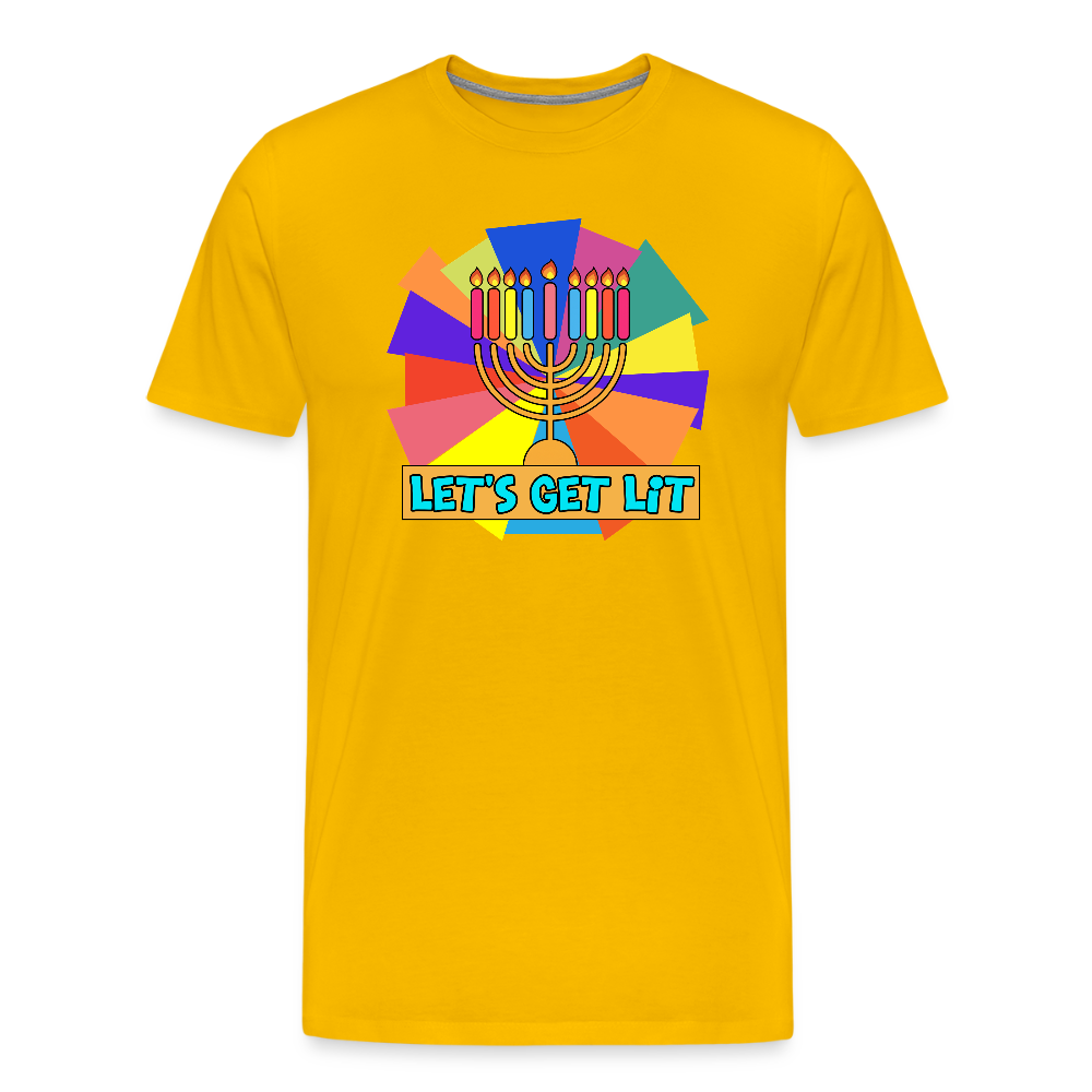 Glow & Get Lit Chanukah Menorah Men's Premium T-Shirt - sun yellow