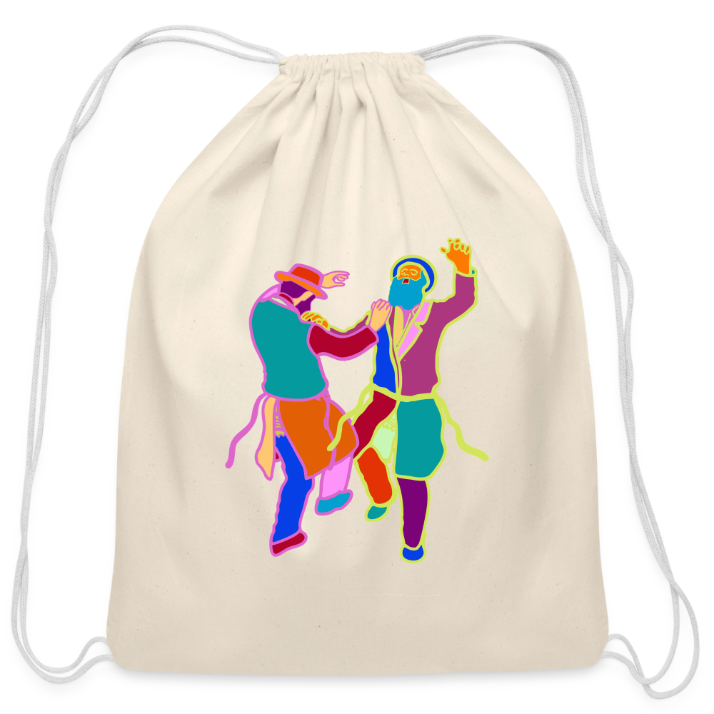 Colorful Dancing Rabbis Cotton Drawstring Bag - natural