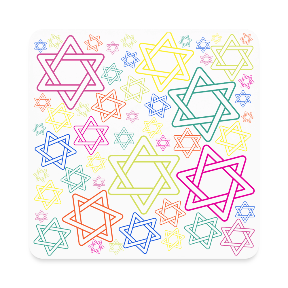 Neon Star of David Festival Square Magnet - white