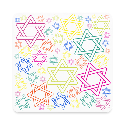 Neon Star of David Festival Square Magnet - white