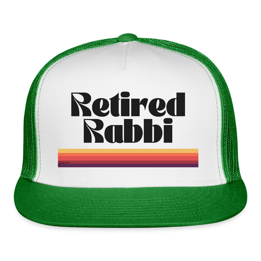 Retired Rabbi Trucker Hat - white/kelly green