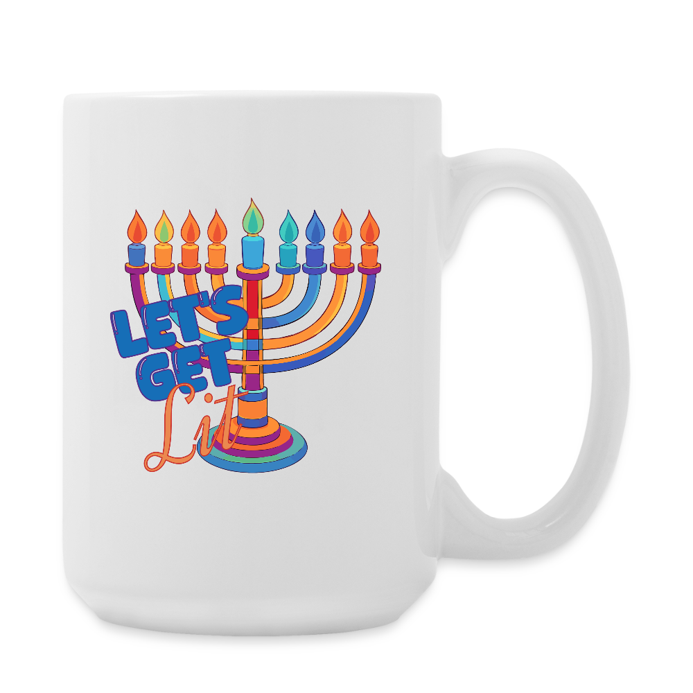 Let’s Get Lit Menorah Coffee/Tea Mug 15 oz - white