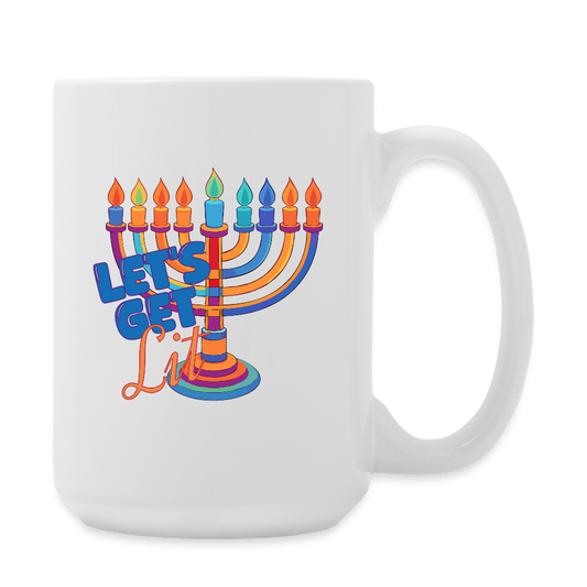 Let’s Get Lit Menorah Coffee/Tea Mug 15 oz - white