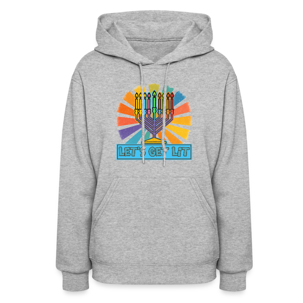 Radiant Retro Let's Get Lit Menorah Women's Hoodie - heather gray