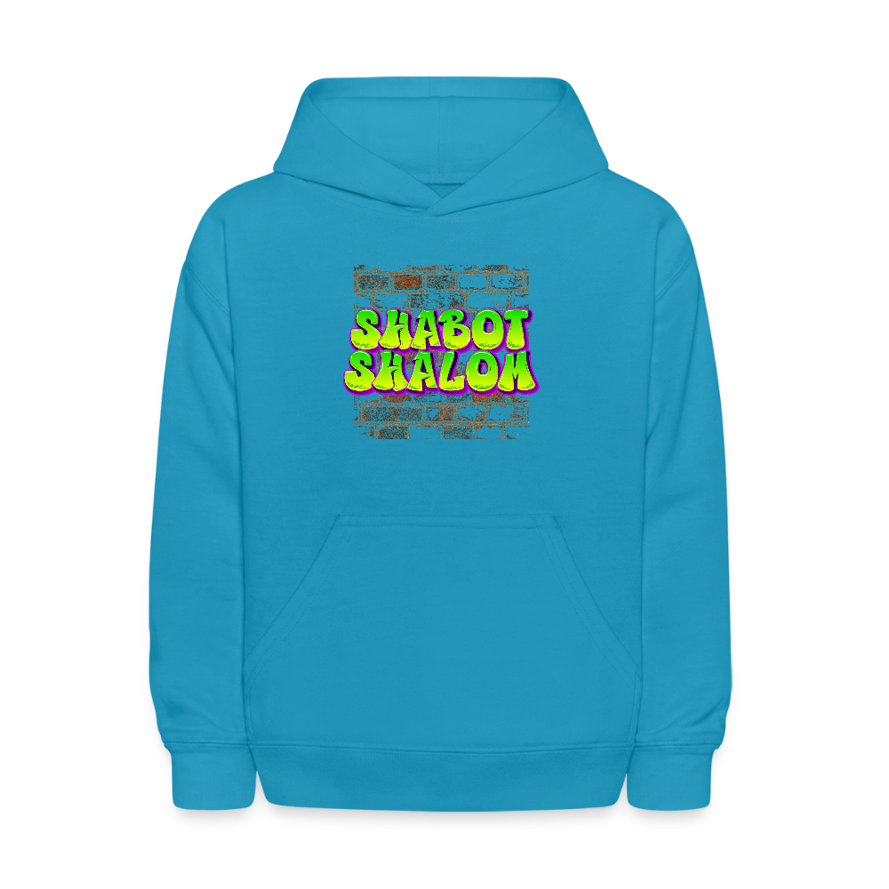 Shabot Shalom Brick 770 Graffiti Kids' Hoodie - turquoise