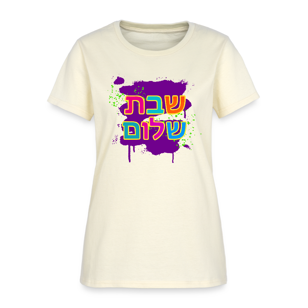 Shabbat Shalom Neon Pop Women's T-Shirt - off white
