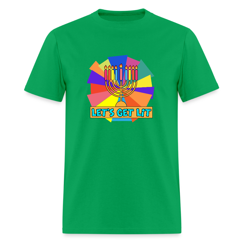 Glow & Get Lit Chanukah Menorah Men's T-Shirt | GILDAN 5000 - bright green