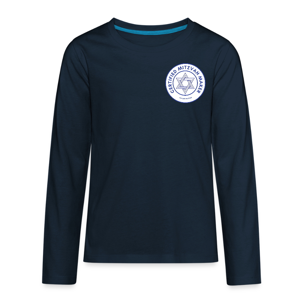 Certified Mitzvah Maker Badge Kids' Premium Long Sleeve T-Shirt - deep navy