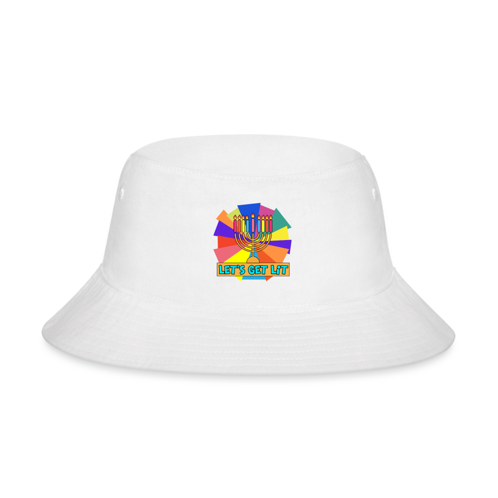 Glow & Get Lit Chanukah Menorah Bucket Hat - white