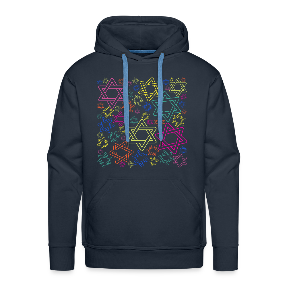 Neon Star of David FestivalMen’s Premium Hoodie - navy