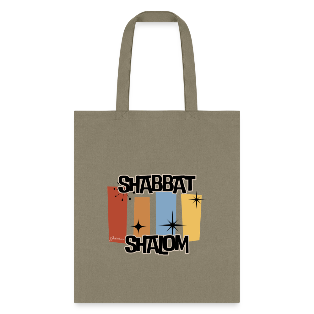 Retro Shabbat Tote Bag - khaki