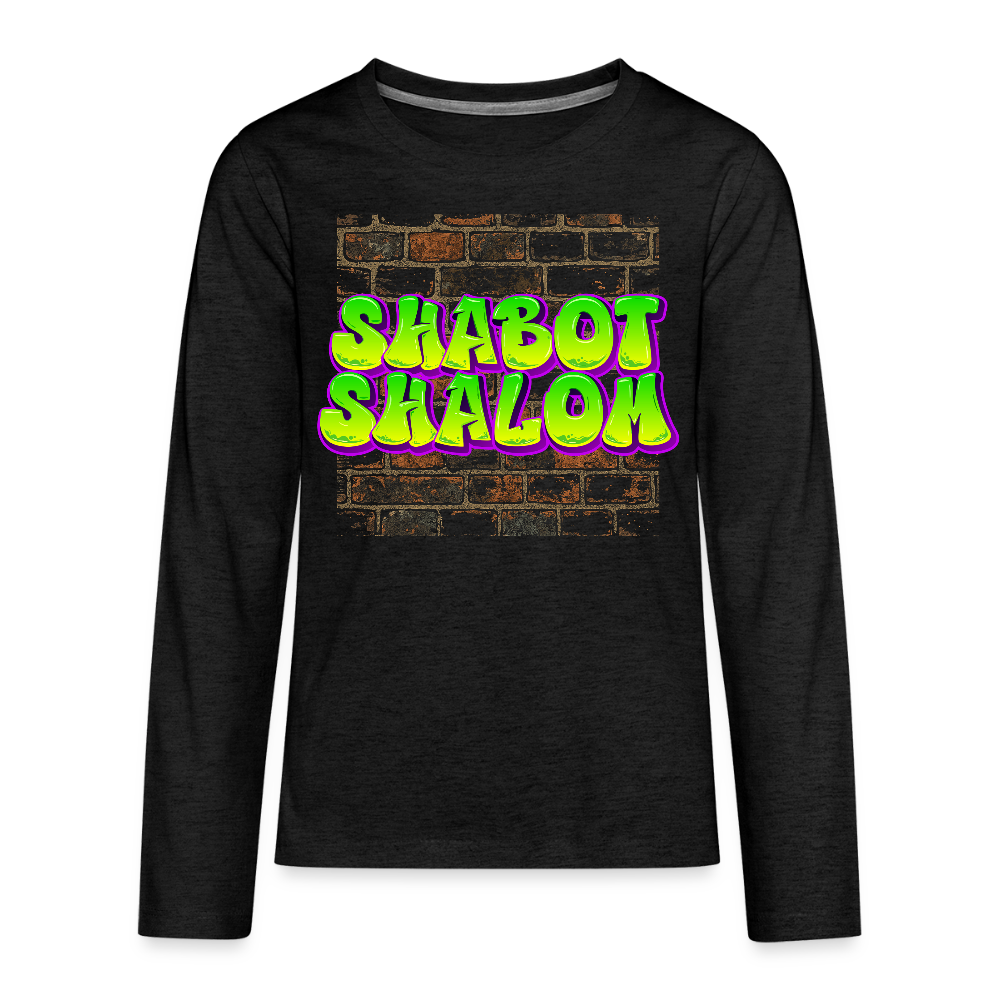 Shabot Shalom Brick 770 Graffiti Kids' Premium Long Sleeve T-Shirt - charcoal grey