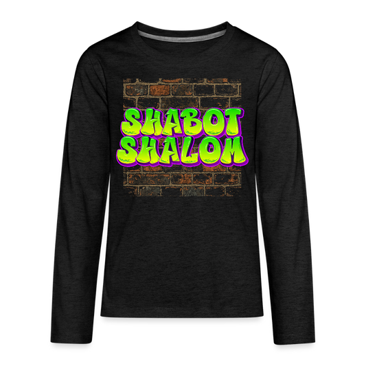 Shabot Shalom Brick 770 Graffiti Kids' Premium Long Sleeve T-Shirt - charcoal grey
