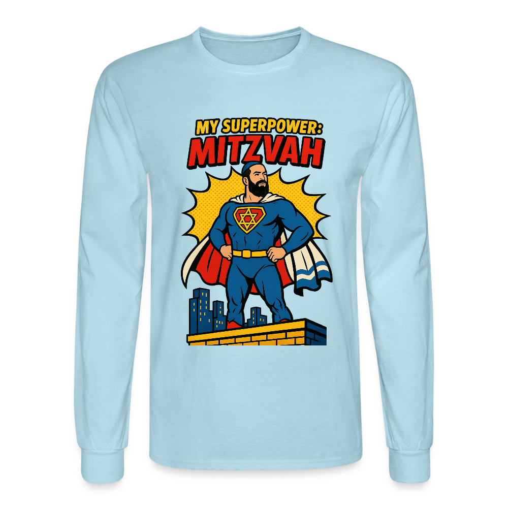 My Superpower: Mitzvah Men's Long Sleeve T-Shirt - powder blue