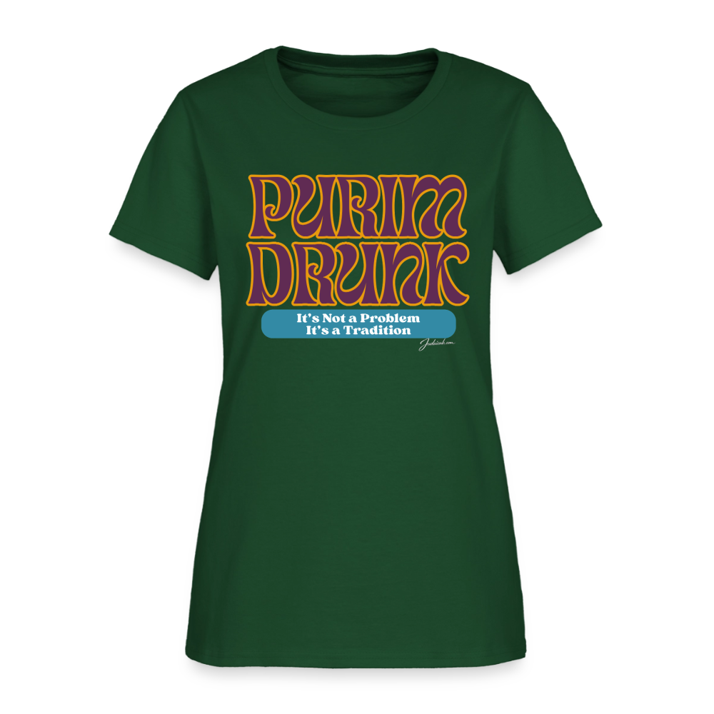 Purim Drunk Women's T-Shirt - forest green
