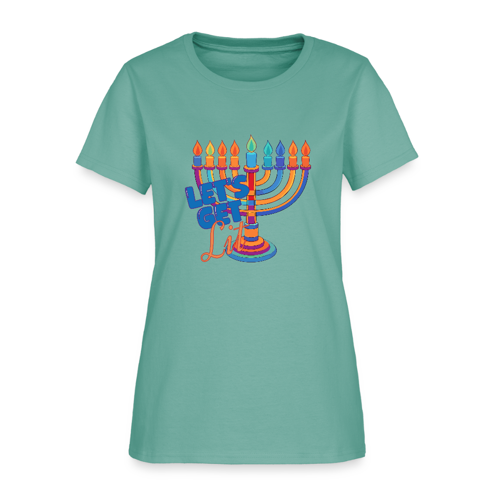 Let's Get Lit Menorah Women's T-Shirt - aquatic