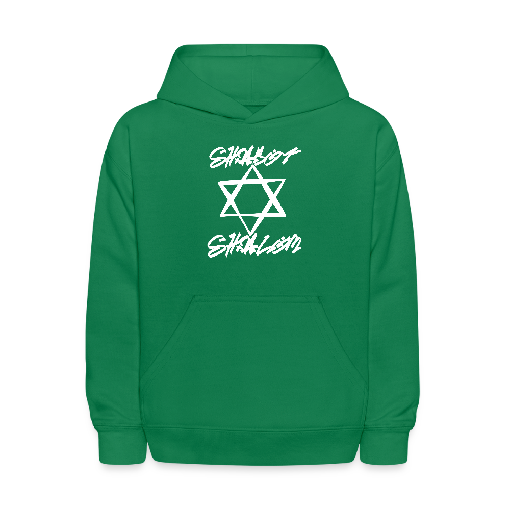 Shabbat Shalom Graffiti Light Star Kids' Hoodie - kelly green