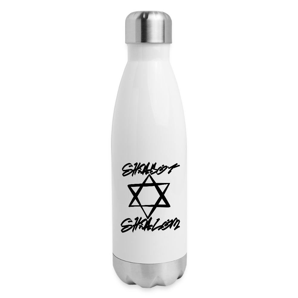 Shabbat Shalom Graffiti Star Insulated Stainless Steel Water Bottle - white