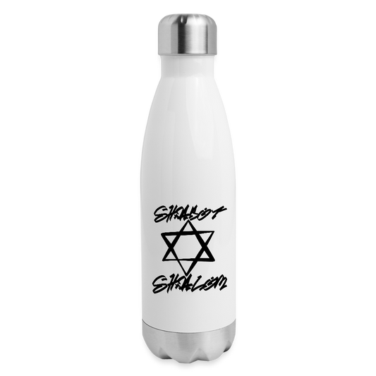Shabbat Shalom Graffiti Star Insulated Stainless Steel Water Bottle - white