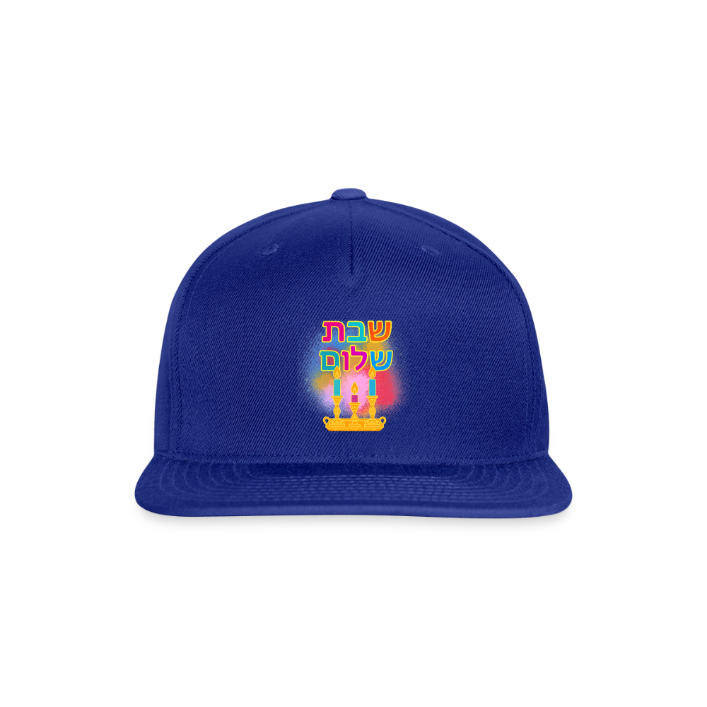 Shabbat Shalom Neon Hebrew Art Snapback Baseball Cap - royal blue