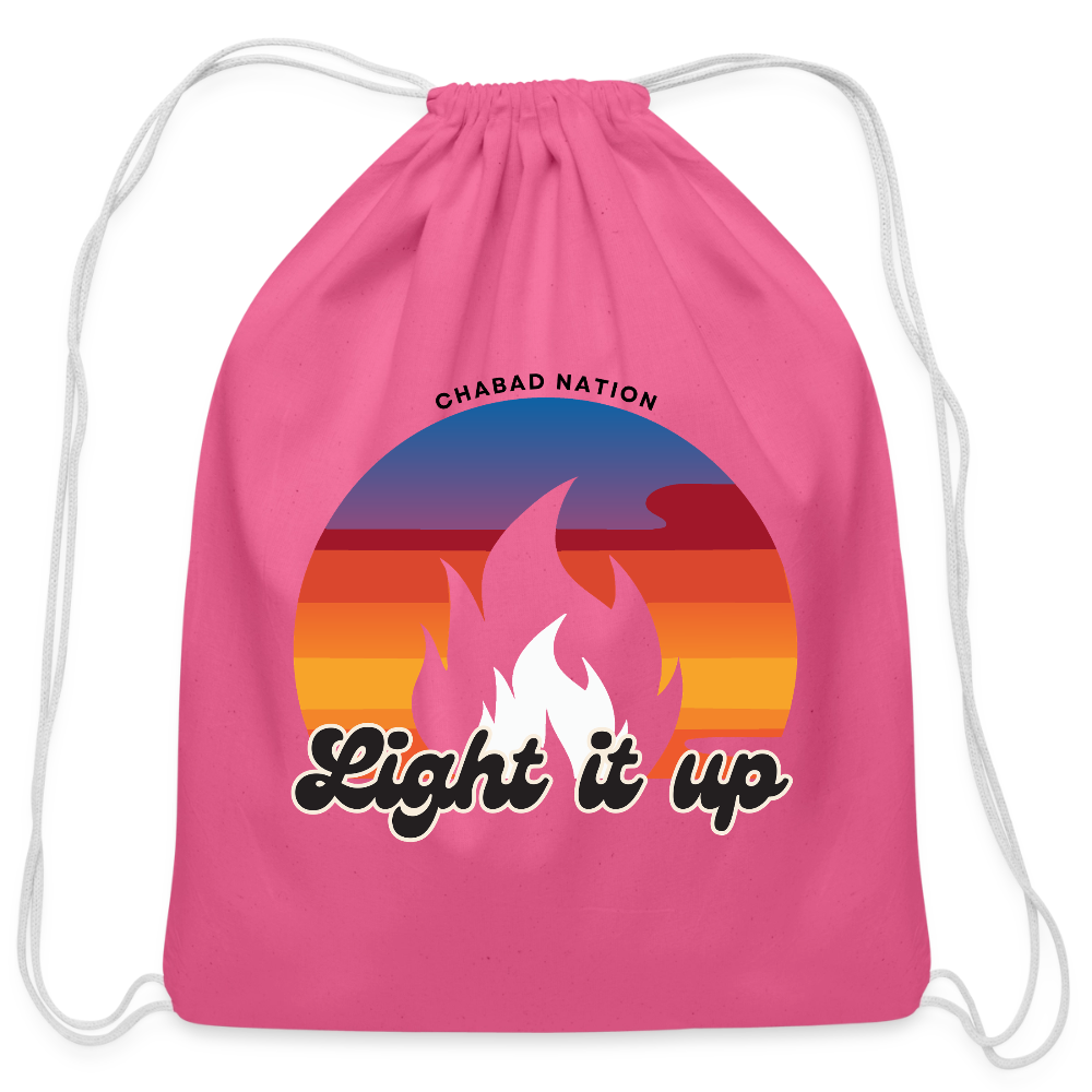 Light It Up Cotton Drawstring Bag - pink